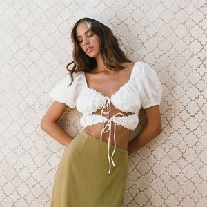 NEW - White Linen Tie Top - Sabo Skirt